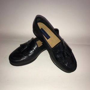 Georgio Brutini 8 EEE Tassel Loafers Black Slip On Wide Leather Classic Shoe